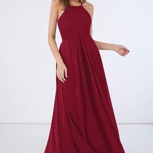 Azazie Formal Dress; Halter, Floor Length, Burgundy, Size A6